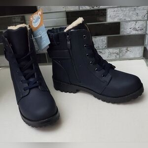 Apres Lamo Lace Up Boots**Navy Blue Faux Leather**Sz 9